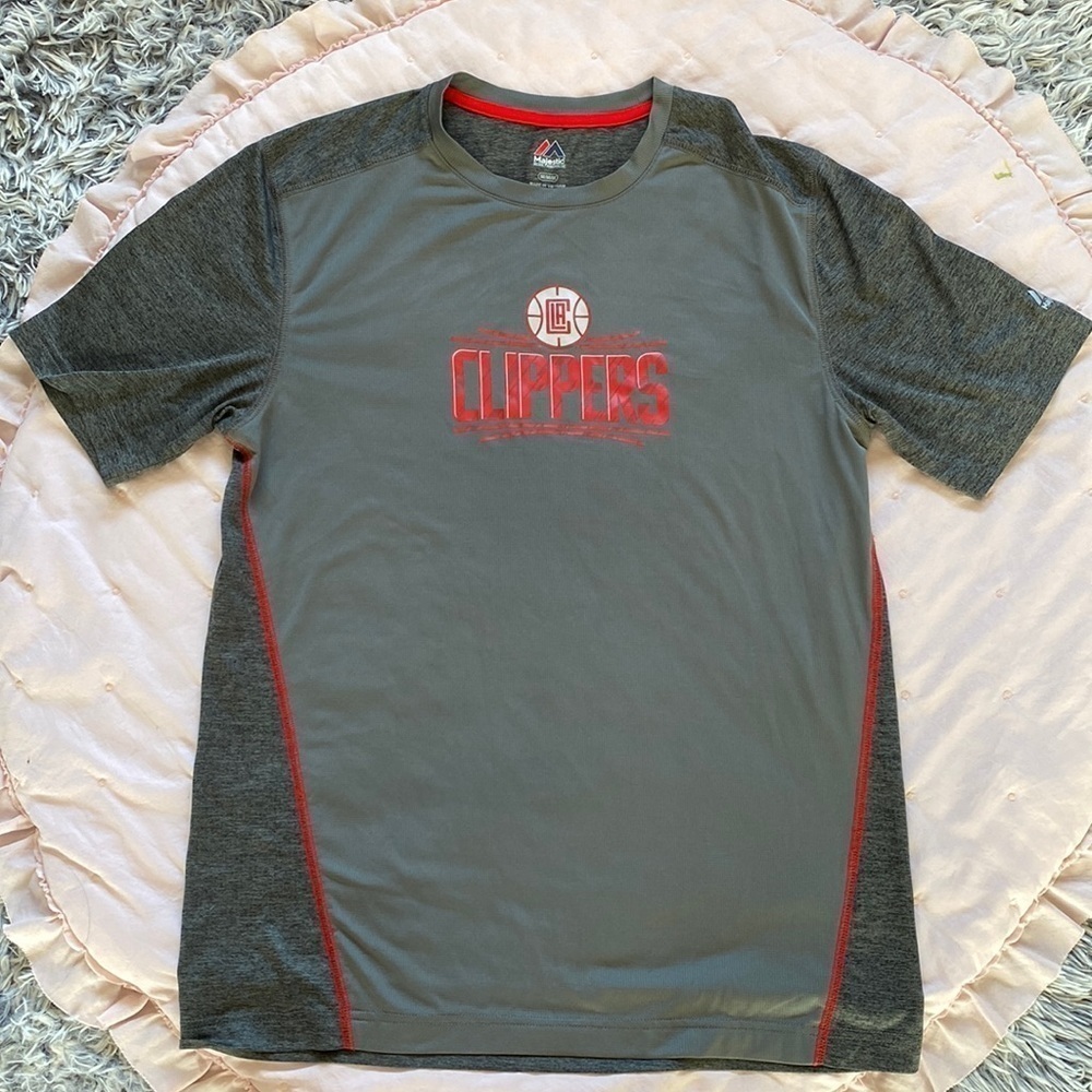 Majestic Clippers Gray Short Sleeve Size M